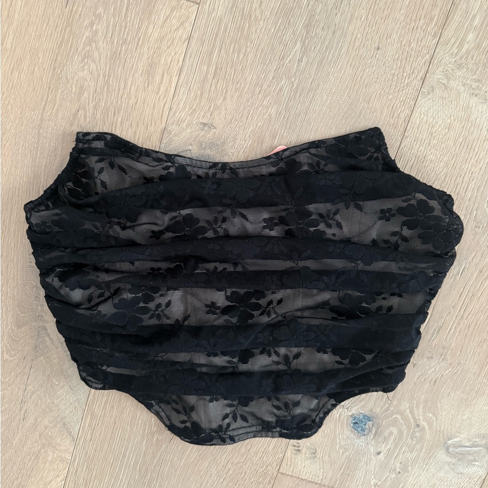 Blue Blush Lace detail Corset. Lace overlay.